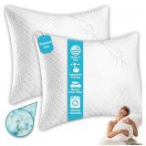 Xtreme Comforts Bed Pillows for Sleeping (2 Pack) | Adjustable Shredded Memory Foam Pillows with Removable Cooling Cover | Fluffy Pillows Support for Side, Back & Stomach Sleepers - Standard Size