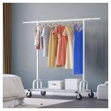 HOKEEPER Clothes Rack Collapsible Clothing Garment Rack Capacity 525LBS Clothing Racks on Wheels Heavy Duty Rolling Clothes Rack for Hanging Clothes for bedroom, Commercial, White 22"D x 75"W x 71"H