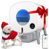 Retails for $200! Cumrige Self Cleaning Litter Box, Large Capacity Automatic Cat Litter Box Self Cleaning for Cats, App Control,Safety Protection, 2 Roll Garbage Bags,White & Grey