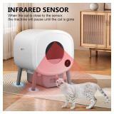 Retails for $200! Cumrige Self Cleaning Litter Box, Large Capacity Automatic Cat Litter Box Self Cleaning for Cats, App Control,Safety Protection, 2 Roll Garbage Bags,White & Grey