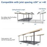 Retails for $138! FLEXIMOUNTS 4x8 Overhead Garage Storage Rack, Adjustable Organization System, Heavy-Duty Metal Ceiling Racks, 750lbs Weight Capacity, Black, Classic Series