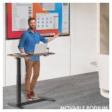 FLEXISPOT Medical Adjustable Overbed Bedside Table with Wheels Pneumatic Mobile Standing Desk Laptop Desk Rolling Computer Cart Movable Table Hospital Home Use(31.5" W x 17.7" D, Mahogany Large)