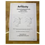 Retails for $110! Armocity Height Adjustable Standing Desk with Power Outlets, 39" Manual Stand Up Desk with Storage Shelves Small Mobile Rolling Computer Desk Portable Laptop Table with Wheels for Ho