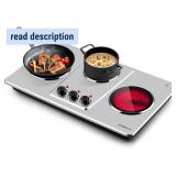 Retails for $130! Cusimax Hot Plate Electric,Countertop Infrared Triple Burner with 7 Ceramic Glass Cooktop,Electric Hot Plate for Cooking,11 Level Temperature Setting
