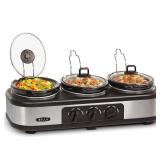 Bella - 3 x 1.5-Quart Triple Slow Cooker - Stainless Steel/Black