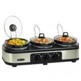 Bella - 3 x 1.5-Quart Triple Slow Cooker - Stainless Steel/Black