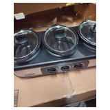 Bella - 3 x 1.5-Quart Triple Slow Cooker - Stainless Steel/Black