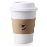 KTOB [50 pack] 12 oz Compostable Coffee Cups with Lids and Kraft Sleeves, Eco Friendly Disposable White Paper Cups Combo for Hot Beverage