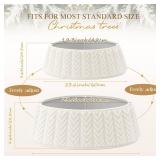 OurWarm Adjustable White Christmas Tree Collar, Rustic Faux Fur Tree Skirt for Xmas Trees Decorations, Farmhouse Christmas Tree Ring Base Cover Modern Boho Holiday Winter Decor