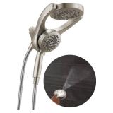 Delta 5-Setting HydroRain 2-in-1 Dual Shower Head with ProClean Spray, Brushed Nickel High Pressure Shower Head with Handheld Spray, 1.75 GPM Flow Rate, Satin Nickel 75419SN