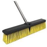 18 Inches Push Broom Outdoor with 65\" Adjustable Handle, Heavy Duty Outdoor Broom with Stiff Bristles, for Cleaning Yard, Garage, Shop, Driveway, Wood, Stone, Deck, Concrete, and Tile Floor.