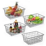 Wire Baskets for Organizing Household 4 Pack Pantry Baskets For Storage Pantry Wire Black Metal Storage Bins