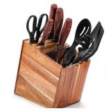 WDT Tool Utensil Holder for Kitchen Counter 2in1 Large Wooden Knives and Cooking Utensil Holder Utensil Organizer