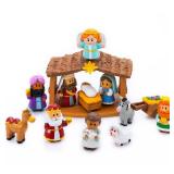 JOYIN 13 PCS Christmas Little Nativity Playset, Reenact Miniature Toys Nativity Set, Christmas Manger Scene for Kids, Present, Xmas Decorations