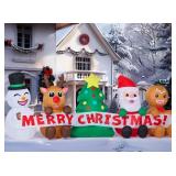 JOYIN 8 FT Long Christmas Inflatable Decoration Four Xmas Characters and Christmas Tree Blow Up Inflatables Decor with Build-in LEDs for Xmas Party Snowman Reindeer Santa Gingerbread Man Outdoor Decor