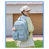 Hidds School Backpack for Teens Girls Women 15.6 Inch Laptop College Backpacks Corduroy Kids Bookbag Students Travel Daypack Womens (Blue)