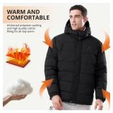 CAMELSPORTS Mens Winter Coats Warm Jacket with Detachable Hood Water-Repellent Windproof Parkas Casual Jackets Black M