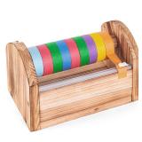 Wooden Masking Tape Dispenser for Kids - Colored Masking & Washi Tape Holder with Sliding Cutter, Multi Roll Craft Tape Dispenser Organizer for Children Gift Wrapping (Slide Cutter)