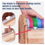 Wooden Masking Tape Dispenser for Kids - Colored Masking & Washi Tape Holder with Sliding Cutter, Multi Roll Craft Tape Dispenser Organizer for Children Gift Wrapping (Slide Cutter)