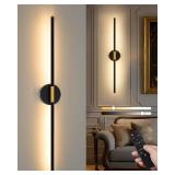 Lumiquesce 8000mAh Battery Operated Wall Sconce - 24 Inch, Rechargeable, Dimmable, 3000K-6000K, Remote, Touch Control, Timer, 350Â° Rotate, LED Wall Lamps for Living Room, Bedroom, Black Gold
