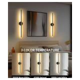 Lumiquesce 8000mAh Battery Operated Wall Sconce - 24 Inch, Rechargeable, Dimmable, 3000K-6000K, Remote, Touch Control, Timer, 350Â° Rotate, LED Wall Lamps for Living Room, Bedroom, Black Gold