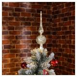 Gejoy Mercury Glass Finial Christmas Tree Topper 12 Inches Vintage Spherical Xmas Tree Topper Mid Century Christmas Ornament for Home Xmas Holiday Party Decorations(Sliver)