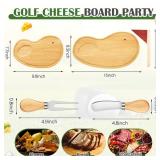 Ziliny Golf Cheese Board Gift Set Golf Party Favor Prizes Charcuterie Wood Board with Knives and Box Father Day Gift for Dad Grandpa Party Tournament Game(Bamboo Color,15 x 8.3 x 0.47 \")
