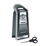 Hamilton Beach Smooth Edge Electric Automatic Can Opener for Kitchen with Easy Push Down Lever, Extra Tall, Includes Stainless Steel Scissors, Black and Chrome (76607)