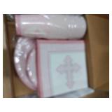 Royal Bluebonnet Pink Baptism Plates and Napkins - Set of 24 First Holy Communion Party Supplies, Baptism Decorations for Girls, Easter Paper Plates and Napkins, Religious Confirmation Decorations