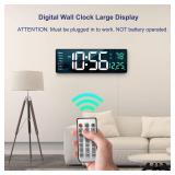 Digital Wall Clock Large Display, 16\" with Remote Control for Living Room Gym Shop Warehouse Office Garage Decor, Auto Brightness Dimmer Reloj De Pared with Date Week Temp (Green)