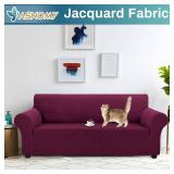 Asnomy Couch Covers for 3 Cushion Couch Stretch Sofa Covers Slipcovers, Pet Protector Furniture Covers for Dogs Cats Spandex Jacquard Fabric Small Checks ï¼Largeï¼Wine Redï¼
