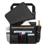 FORCTIBULL Car Front Seat Organizer for Paperwork File Laptop Mobile Office, Multi Compartment Storage Bag with Cup holder and Adjustable Strap for Car Work Truck Van