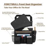 FORCTIBULL Car Front Seat Organizer for Paperwork File Laptop Mobile Office, Multi Compartment Storage Bag with Cup holder and Adjustable Strap for Car Work Truck Van