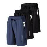 JWJ 3 Pack Mens Athletic Gym Workout Shorts Lightweight Quick Dry 9 inch Inseam Running Shorts for Men Activewear Basketball Short with Zipper Pockets Black Black Navy XXL