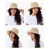 Womens Wide Brim Straw Sun Hat Foldable Floppy Crochet Beach Hat for Summer (US, Alpha, One Size, Beige)