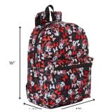 Disney Minnie Mouse Backpack for Kids and Adults, 16 inch, Red and Black