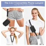 Uiwkow 3-in-1 Clip and Go Strap for Phone with Wallet Crossbody, Detachable Zippered RFID Wristlet Walletï¼Adjustable Anti-Theft Phone Lanyard for Women | Hands-Free for Daily Errands & Travel (Bl