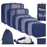 BAGAIL 10 Set Packing Cubes Various Sizes Packing Organizer for Travel Accessories Luggage Carry On Suitcase-Navy