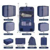 BAGAIL 10 Set Packing Cubes Various Sizes Packing Organizer for Travel Accessories Luggage Carry On Suitcase-Navy
