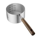 Jsnyelog Dog-Cat Food Scoop 1 Cup, 304 Stainless Steel Measuring Cup with Long Wooden Handle, Pet Food Scoop for Rabbit, Easy to Clean Precise Scale