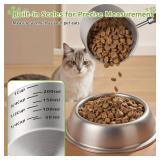 Jsnyelog Dog-Cat Food Scoop 1 Cup, 304 Stainless Steel Measuring Cup with Long Wooden Handle, Pet Food Scoop for Rabbit, Easy to Clean Precise Scale