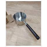 Jsnyelog Dog-Cat Food Scoop 1 Cup, 304 Stainless Steel Measuring Cup with Long Wooden Handle, Pet Food Scoop for Rabbit, Easy to Clean Precise Scale