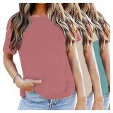 LOOKFACE 3 Pack Womens Basic T Shirts Summer Tops 2026 Short Sleeve Tees Comfy Casual Vacation Clothes XL