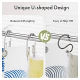 AmazerBath Shower Curtain Hooks Chrome Metal Shower Curtain Rings Rust Proof, Double Sided Shower Curtain Hooks for Shower Curtain Liner Smooth Shower Hooks Rings for Bathroom, Shower Rod Hook 12Pcs