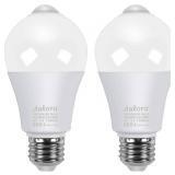 Aukora Motion Sensor Light Bulbs, 12W (100-Watt Equivalent) E26 Motion Activated Dusk to Dawn Security Bulb Outdoor/Indoor for Front Door Porch Garage Basement Hallway Closet(Cold White 2 Pack)