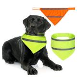Saintrygo 2 Pieces Dog Bandanas Reflective Dog Scarf Yellow Orange High Visibility Safety Camping Puppy Bandanas Triangle Bibs for Medium Large Pets Cats Puppy(13-18.5 Inches,Halter Neck)