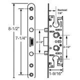 2 Point Bolt Mortise Lock Replacement Fits for Pella Storm Doors ONLY, 2-1/2\" Handle PZ, 7/8\" Backset, 7-1/4\" Faceplate Screw Hole Centers, Bolts Spaced at 2-1/2\", Non-Handed, Black