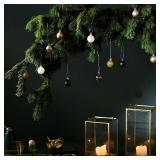 DecorbyHannah St. Patricks Day Christmas Ornaments, 49ct 1.18inches Emerald Green Gold Mini Tree Ornaments, Shatterproof Plastic Ball Set for St. Patrick