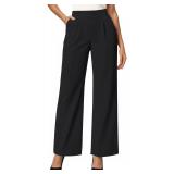 SEMARO Womens Wide Leg Dress Pants High Waist Stretchy Business Work Office Slacks Pull On Casual Lounge Pants with Pockets Black S