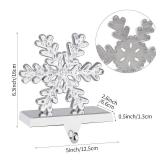 Hooqict Glitter Snowflake Stocking Holder for Mantel Silver Metal Christmas Stocking Holder Snowflake Stocking Hanger for Christmas Fireplace Decorations Xmas Holiday Supplies